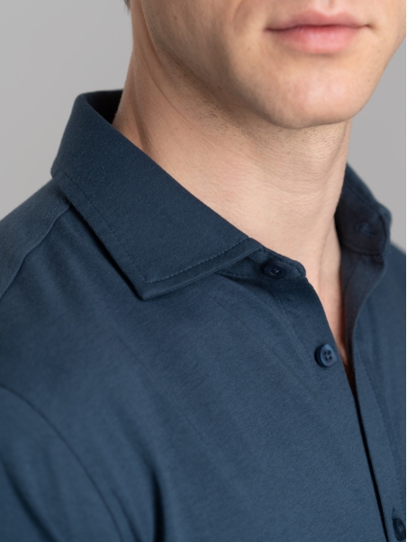 Camicia uomo mezza manica in jersey con collo semi francese