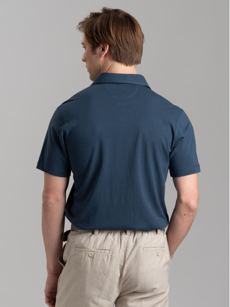 Camicia uomo mezza manica in jersey con collo semi francese
