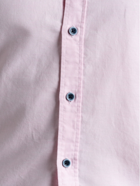 Camicia uomo misto lino rosa con collo semi francese