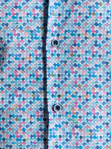 Camicia uomo a pois effetto acquerello con collo button down 2