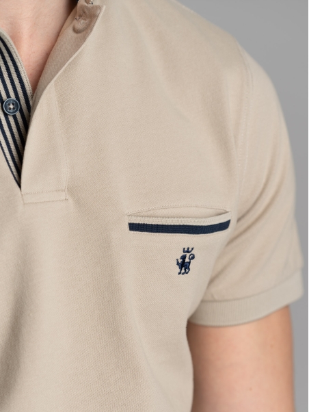 Polo uomo mezza manica con micro righe e taschino
