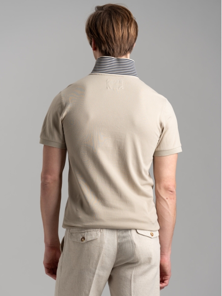 Polo uomo mezza manica con micro righe e taschino