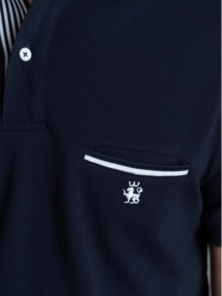 Polo uomo mezza manica con micro righe e taschino