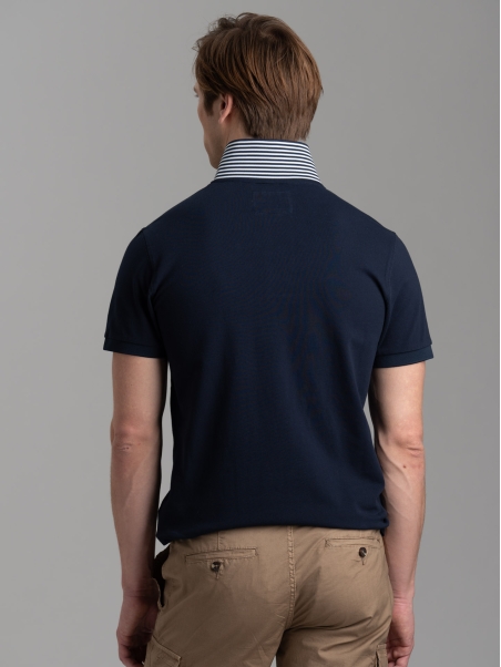 Polo uomo mezza manica con micro righe e taschino