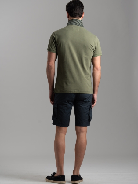 Polo uomo mezza manica con micro righe e taschino