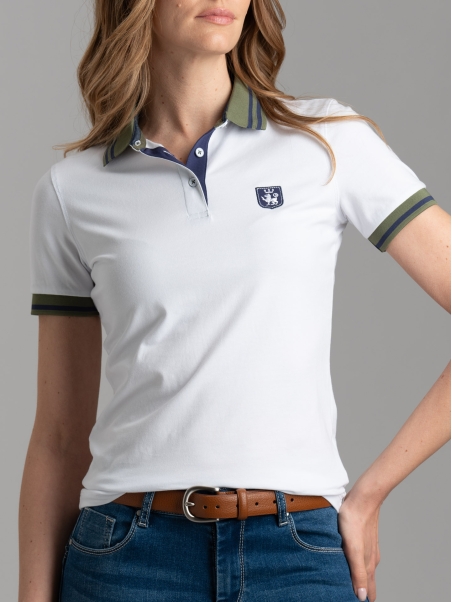 Polo donna mezza manica con inserti a contrasto
