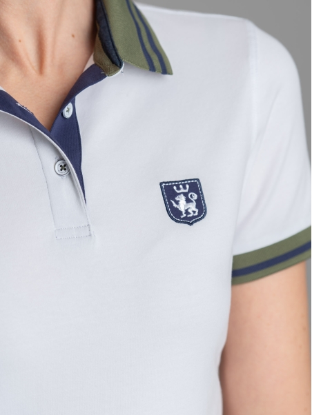 Polo donna mezza manica con inserti a contrasto
