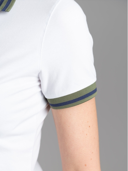 Polo donna mezza manica con inserti a contrasto