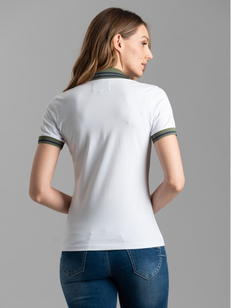Polo donna mezza manica con inserti a contrasto