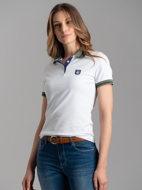 Polo donna mezza manica con inserti a contrasto