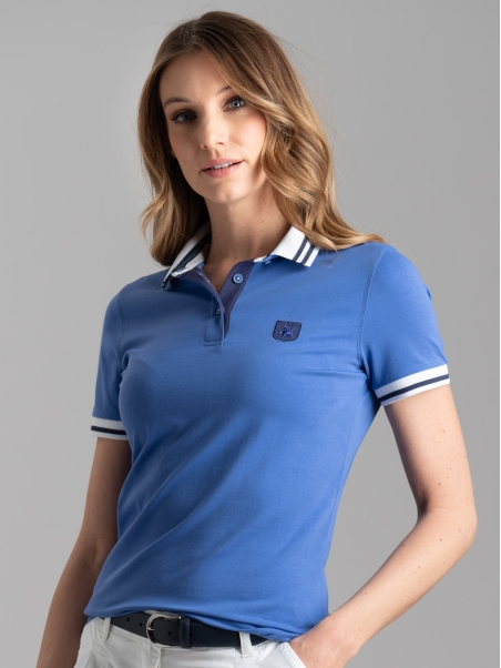 Polo donna mezza manica con inserti a contrasto
