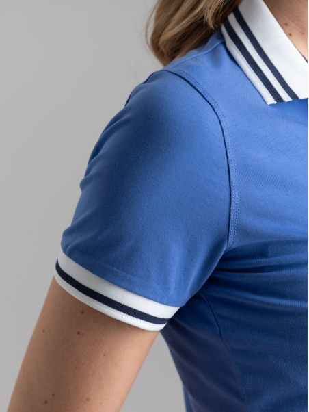 Polo donna mezza manica con inserti a contrasto