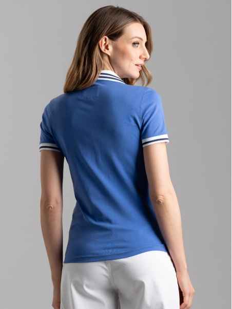 Polo donna mezza manica con inserti a contrasto