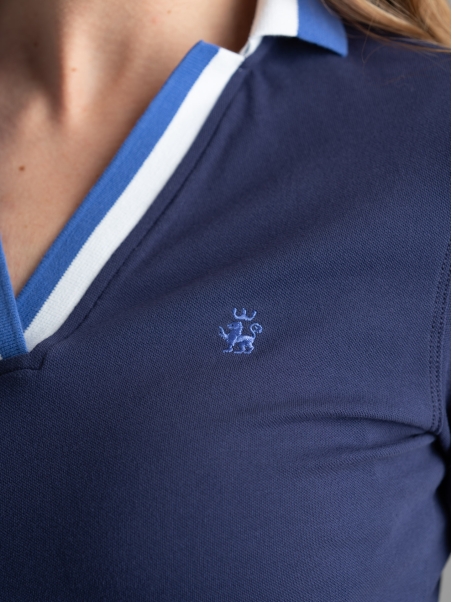 Polo donna a mezza manica con scollo a V