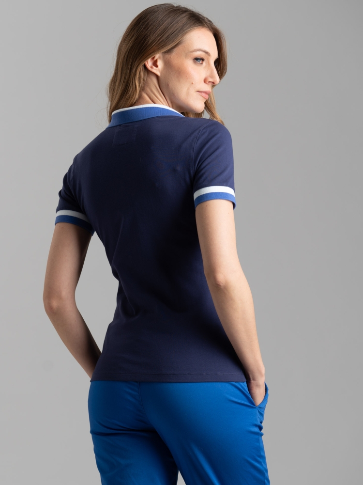 Polo donna a mezza manica con scollo a V