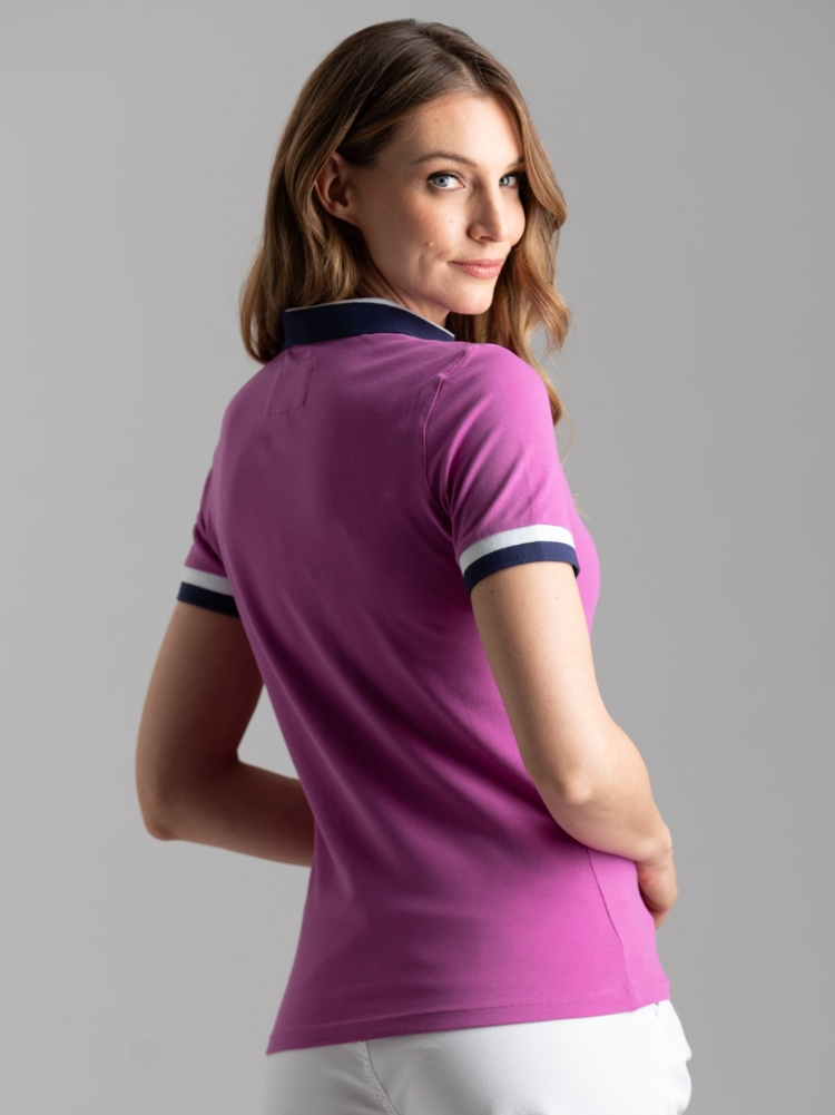 Polo donna a mezza manica con scollo a V