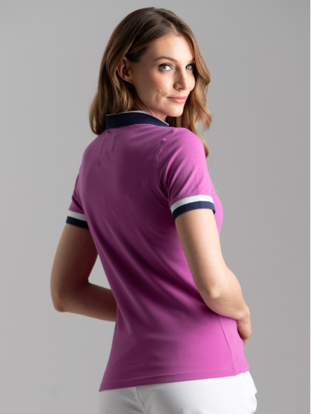 Polo donna a mezza manica con scollo a V