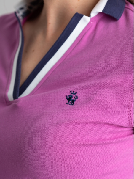 Polo donna a mezza manica con scollo a V
