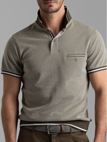 Polo de media manga para hombre en piqué de 4 hilos con efecto tricotado