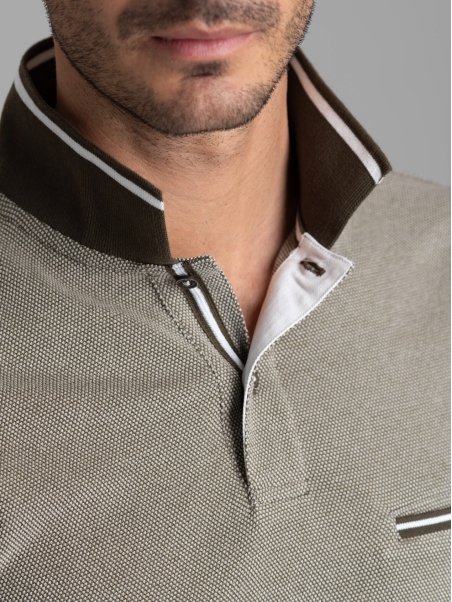 Polo de media manga para hombre en piqué de 4 hilos con efecto tricotado