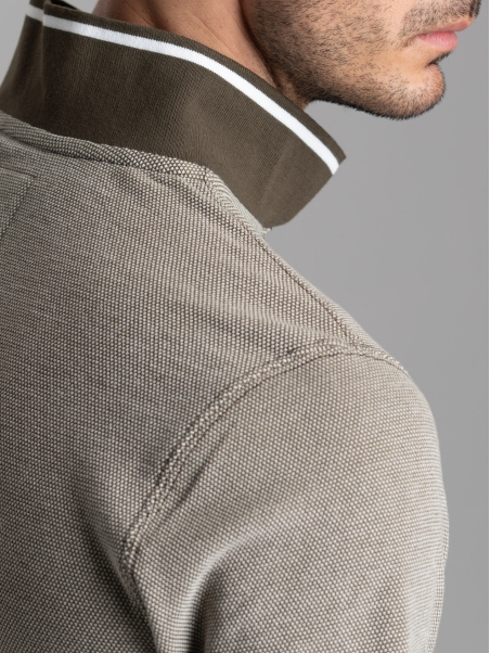 Polo de media manga para hombre en piqué de 4 hilos con efecto tricotado