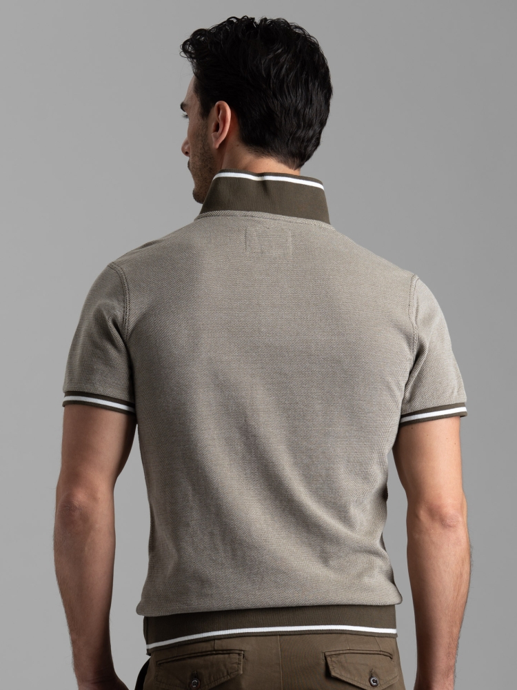 Polo de media manga para hombre en piqué de 4 hilos con efecto tricotado
