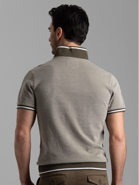 Polo de media manga para hombre en piqué de 4 hilos con efecto tricotado