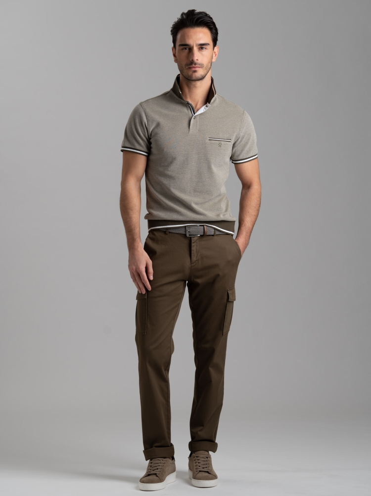 Polo de media manga para hombre en piqué de 4 hilos con efecto tricotado