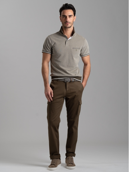 Polo de media manga para hombre en piqué de 4 hilos con efecto tricotado