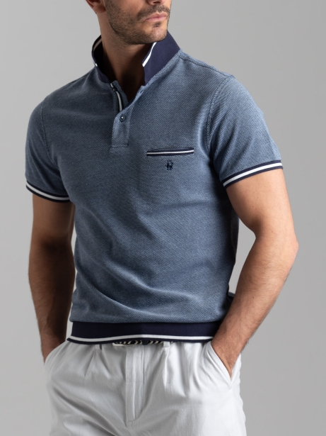 Polo de media manga para hombre en piqué de 4 hilos con efecto tricotado 2