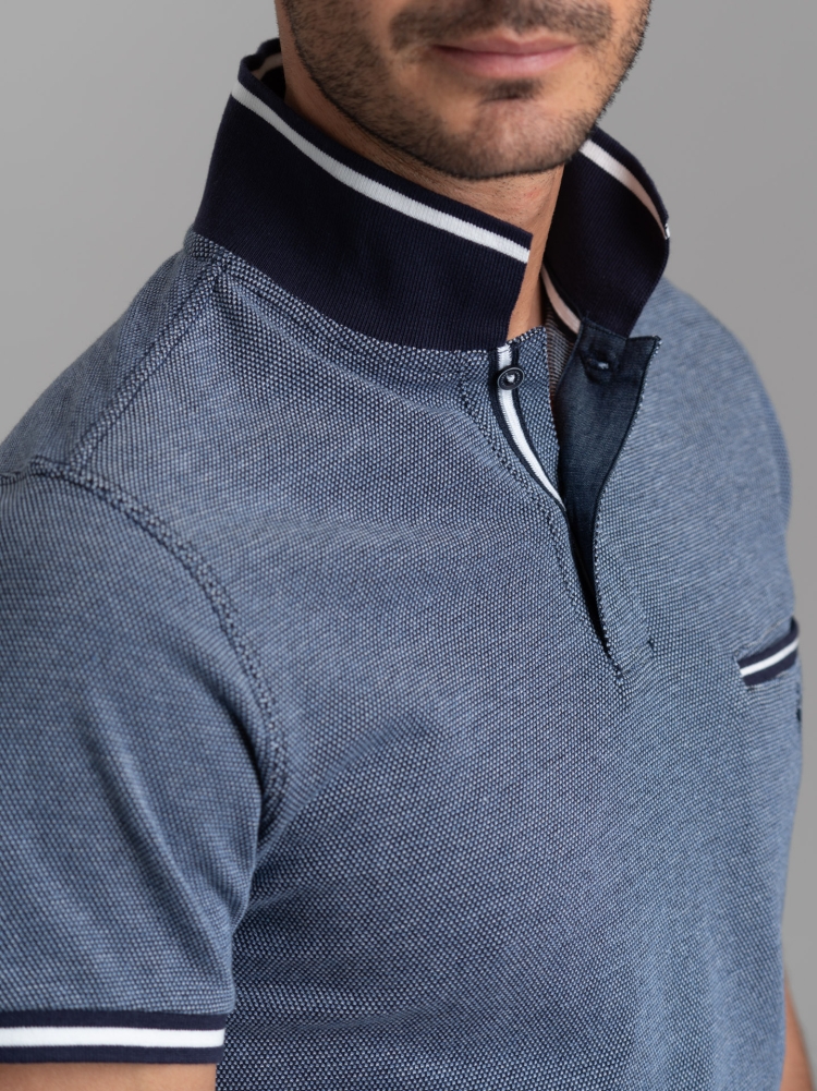 Polo uomo mezza manica in piquet 4 fili effetto maglia
