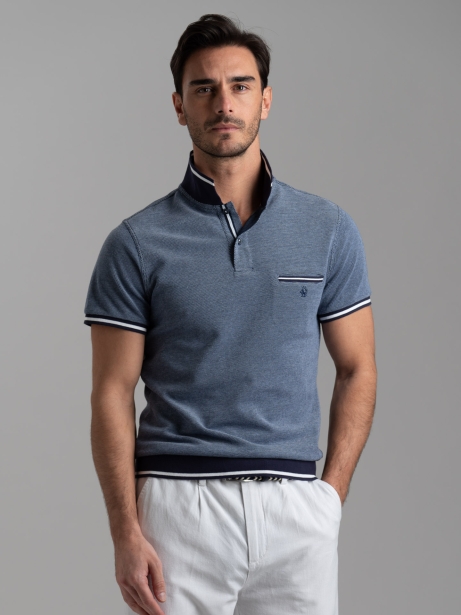 Polo uomo mezza manica in piquet 4 fili effetto maglia
