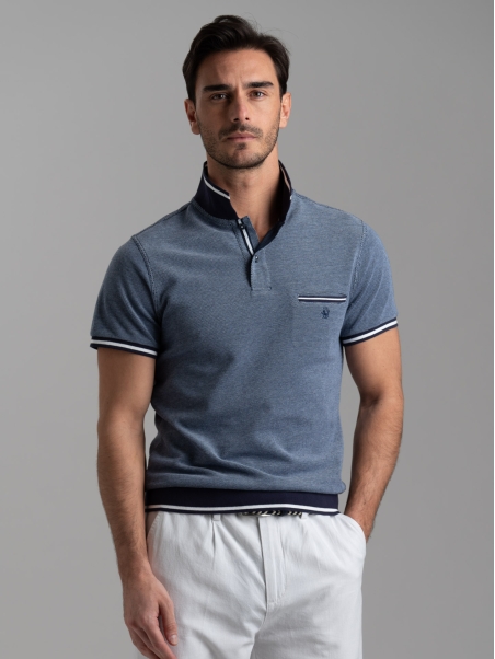 Polo uomo mezza manica in piquet 4 fili effetto maglia