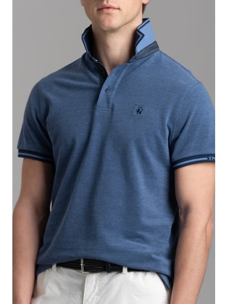 Polo uomo mezza manica in cotone piquet melange