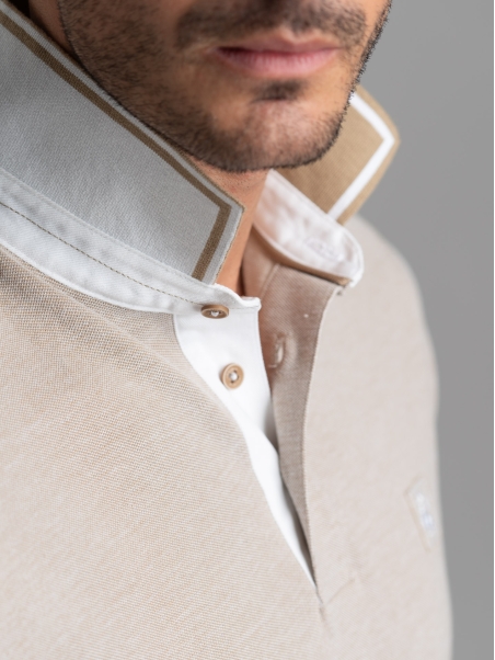 Polo uomo mezza manica in cotone piquet melange