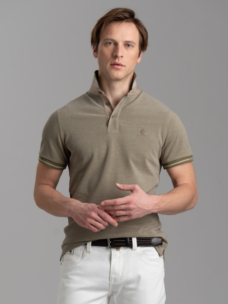 Polo de media manga para hombre en algodón piqué melange