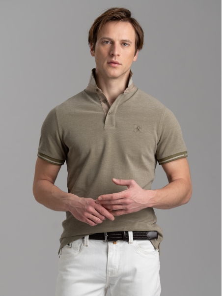 Polo uomo mezza manica in cotone piquet melange