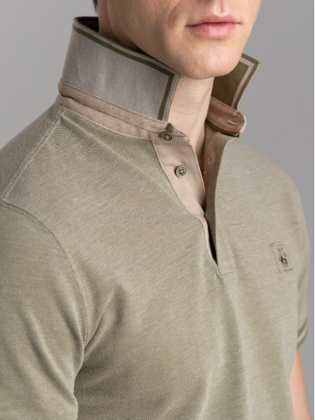 Polo uomo mezza manica in cotone piquet melange