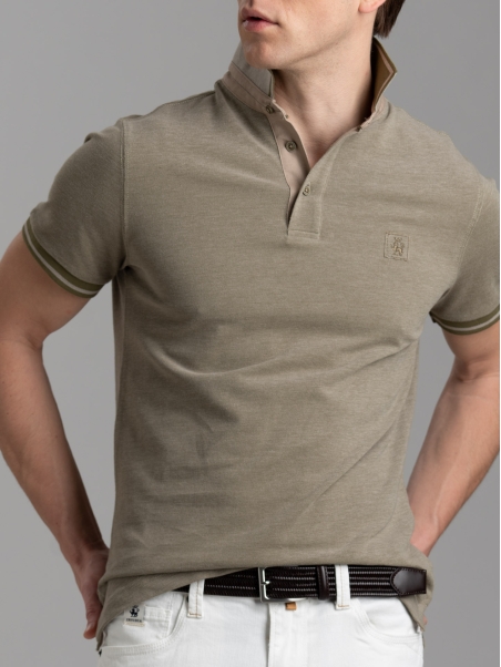 Polo uomo mezza manica in cotone piquet melange