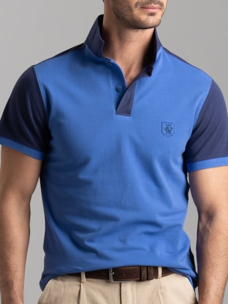 Polo de media manga de algodón piqué bicolor para hombre