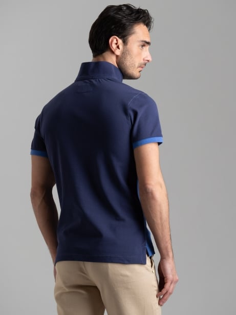 Polo uomo mezza manica in cotone piquet bicolore 2