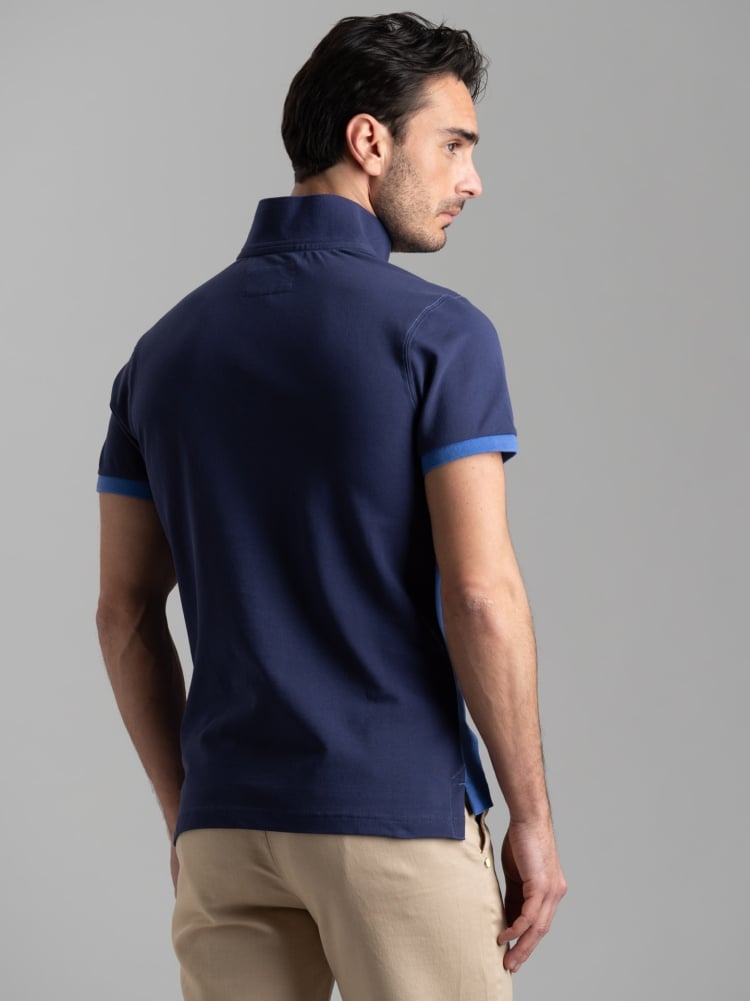 Polo uomo mezza manica in cotone piquet bicolore