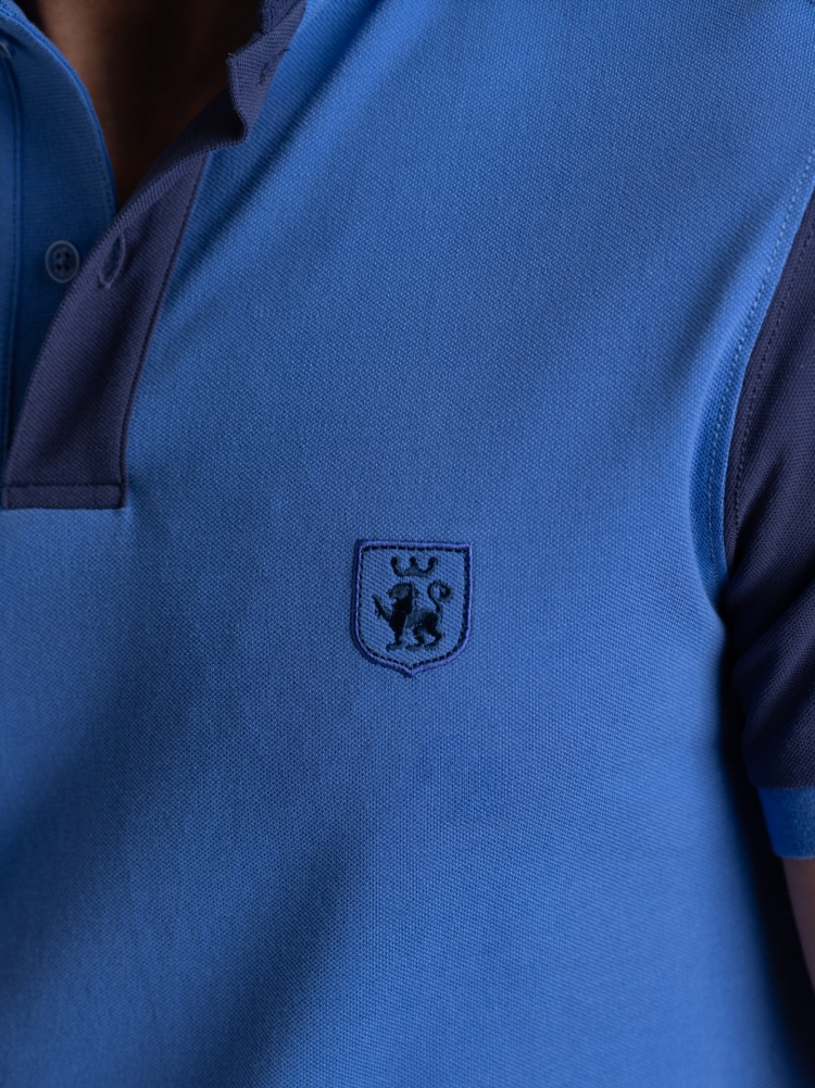 Polo de media manga de algodón piqué bicolor para hombre
