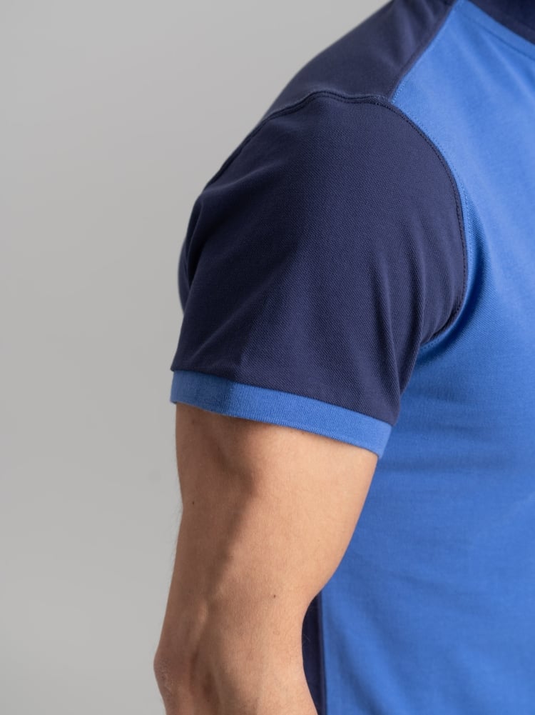Polo uomo mezza manica in cotone piquet bicolore