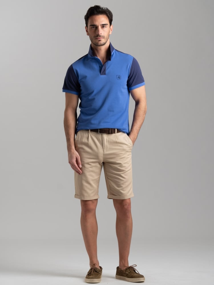 Polo uomo mezza manica in cotone piquet bicolore