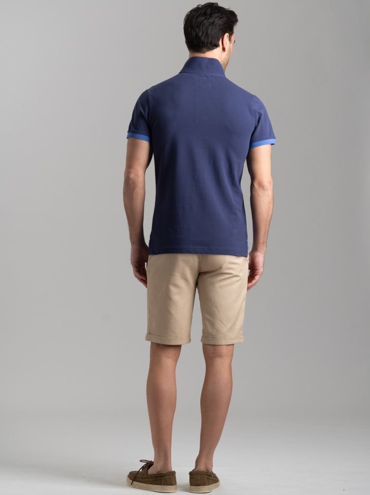 Polo de media manga de algodón piqué bicolor para hombre