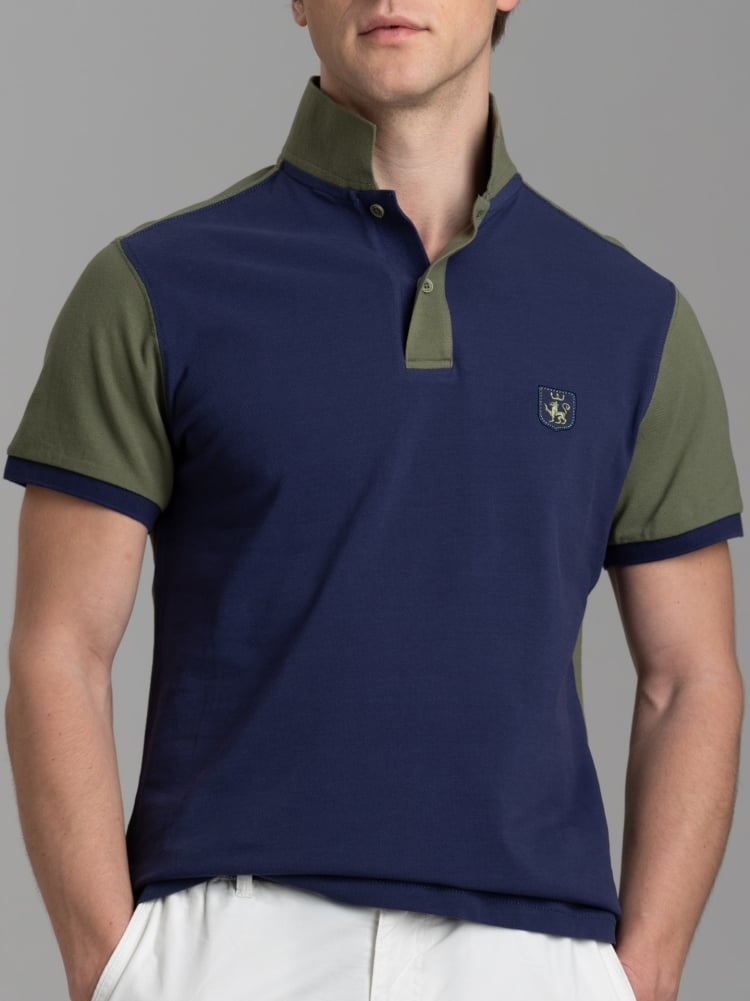 Polo uomo mezza manica in cotone piquet bicolore