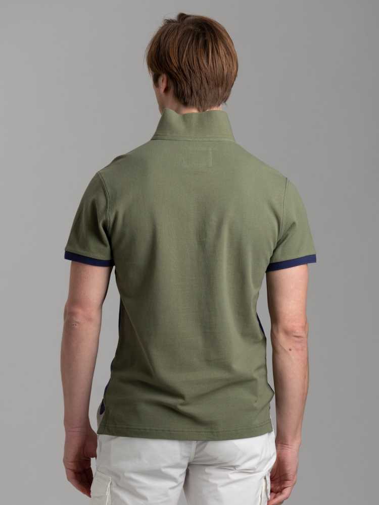 Polo de media manga de algodón piqué bicolor para hombre