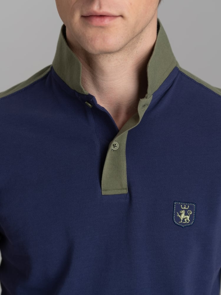 Polo uomo mezza manica in cotone piquet bicolore
