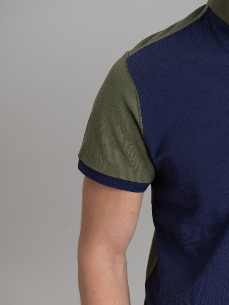 Polo de media manga de algodón piqué bicolor para hombre